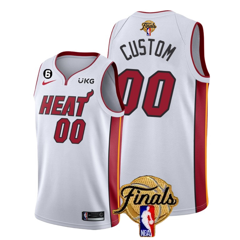 Men's Miami Heat Customized White 2023 Finals Association Edition With NO.6 Patch Stitched Basketball Jersey Men's Miami Heat Customized White 2023 Finals Association Edition With NO.6 Patch Stitched Basketball Jersey